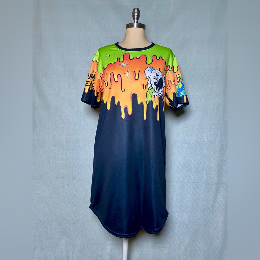 Colorful Scummy Bears Liquid Stranger Drip Graphic T-Shirt